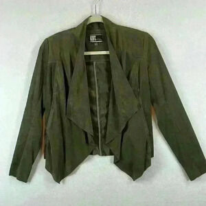 Kut Women’s Jacket Size Small Dk Green Drape Front Polyester Faux Suede